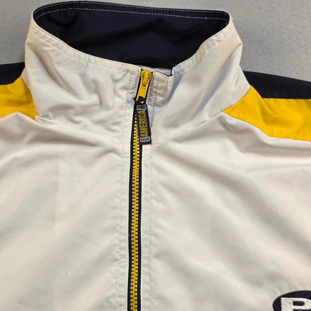 Vintage Perry Ellis America Windbreaker Jacket Mens‎ Large White Navy Yellow 90s - Picture 5 of 10